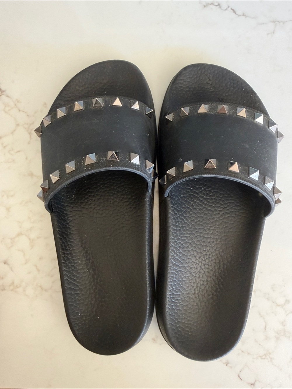 Valentino Black Studded Slide Sandals